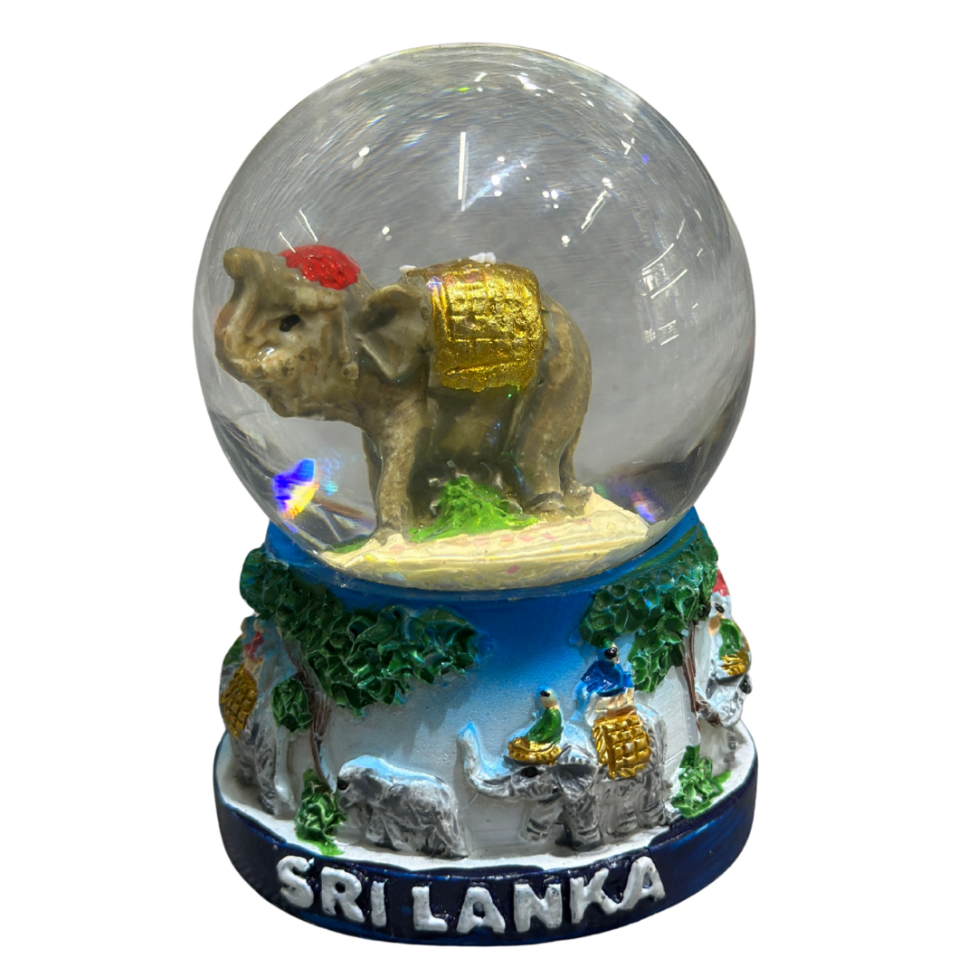 Sri Lanka Elephant Snow Globe – Handcrafted Glitter Water Globe Souvenir