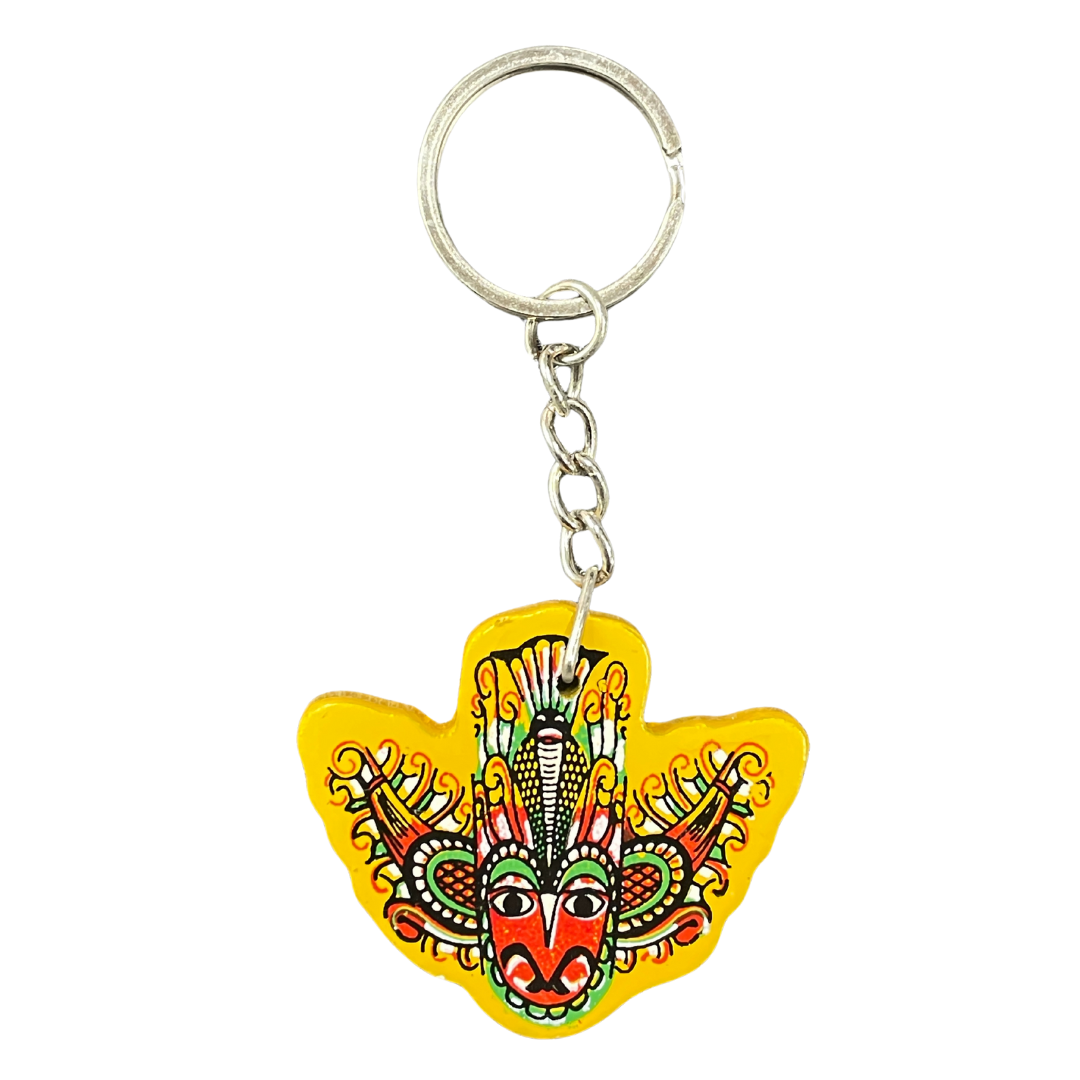 Sri Lankan Traditional Gurulu Raksha (Garuda Demon) Wooden Keychain