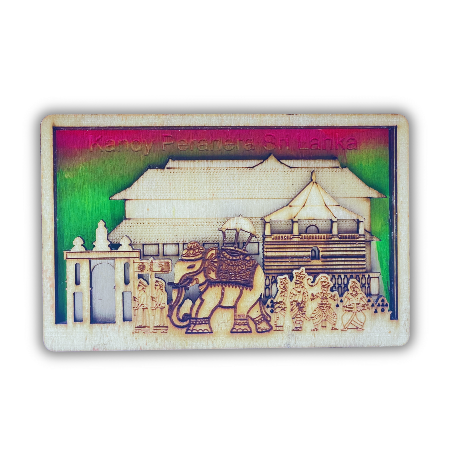 Kandy Esala Perahera 3D Wood Magnet – Handmade Sri Lanka Souvenir