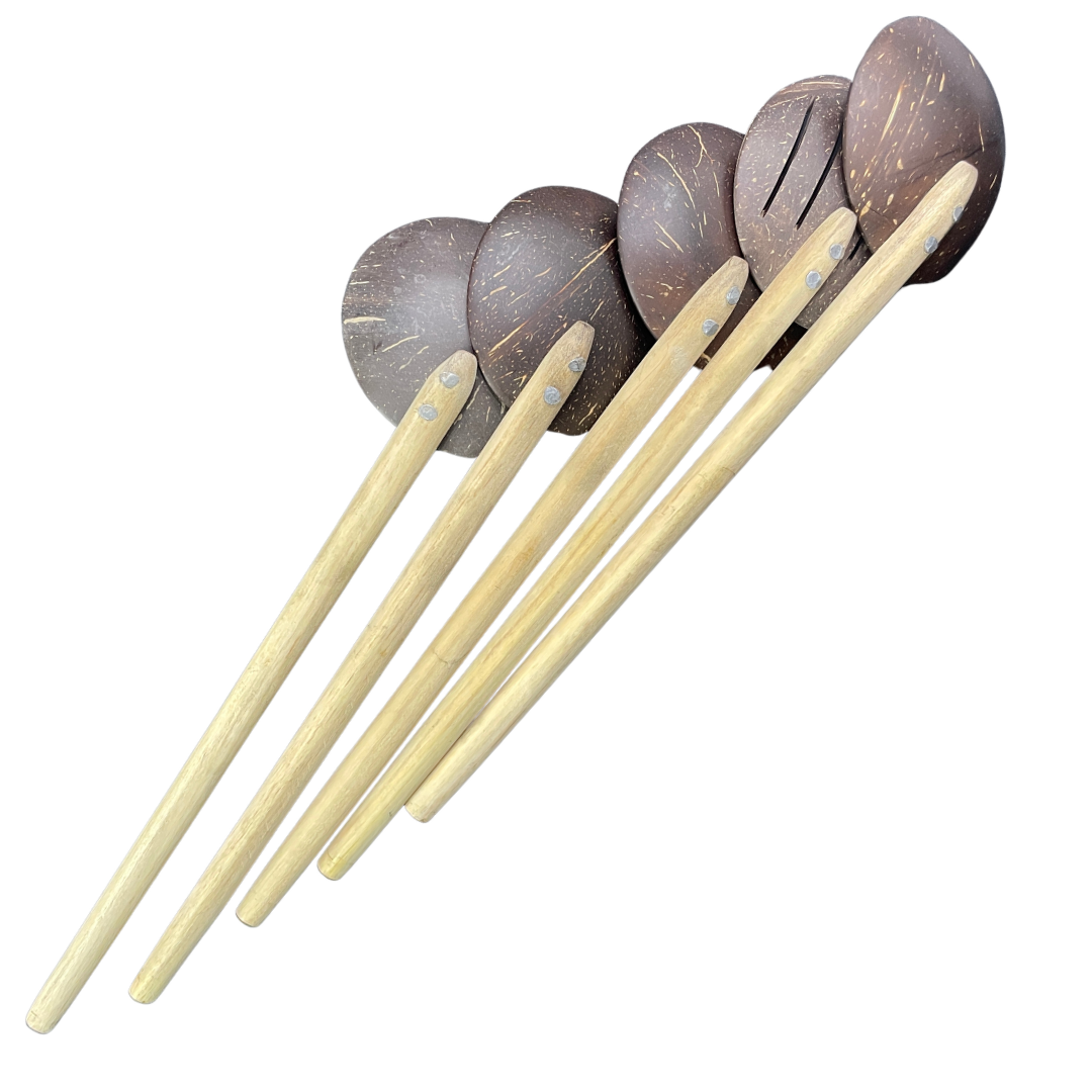 Handmade Coconut Shell Spoons with Round Holder – Eco Friendly Sri Lankan Kitchenware souvenir