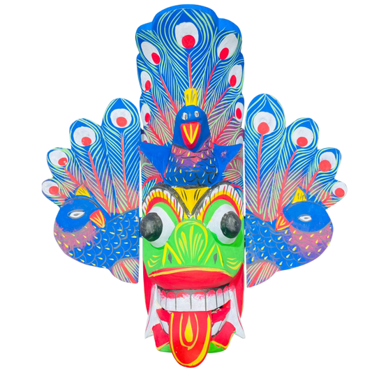 Raksha Masks – Mayura Raksha (Peacock Demon Mask) – Symbol of Beauty, Prosperity & Charm 🦚