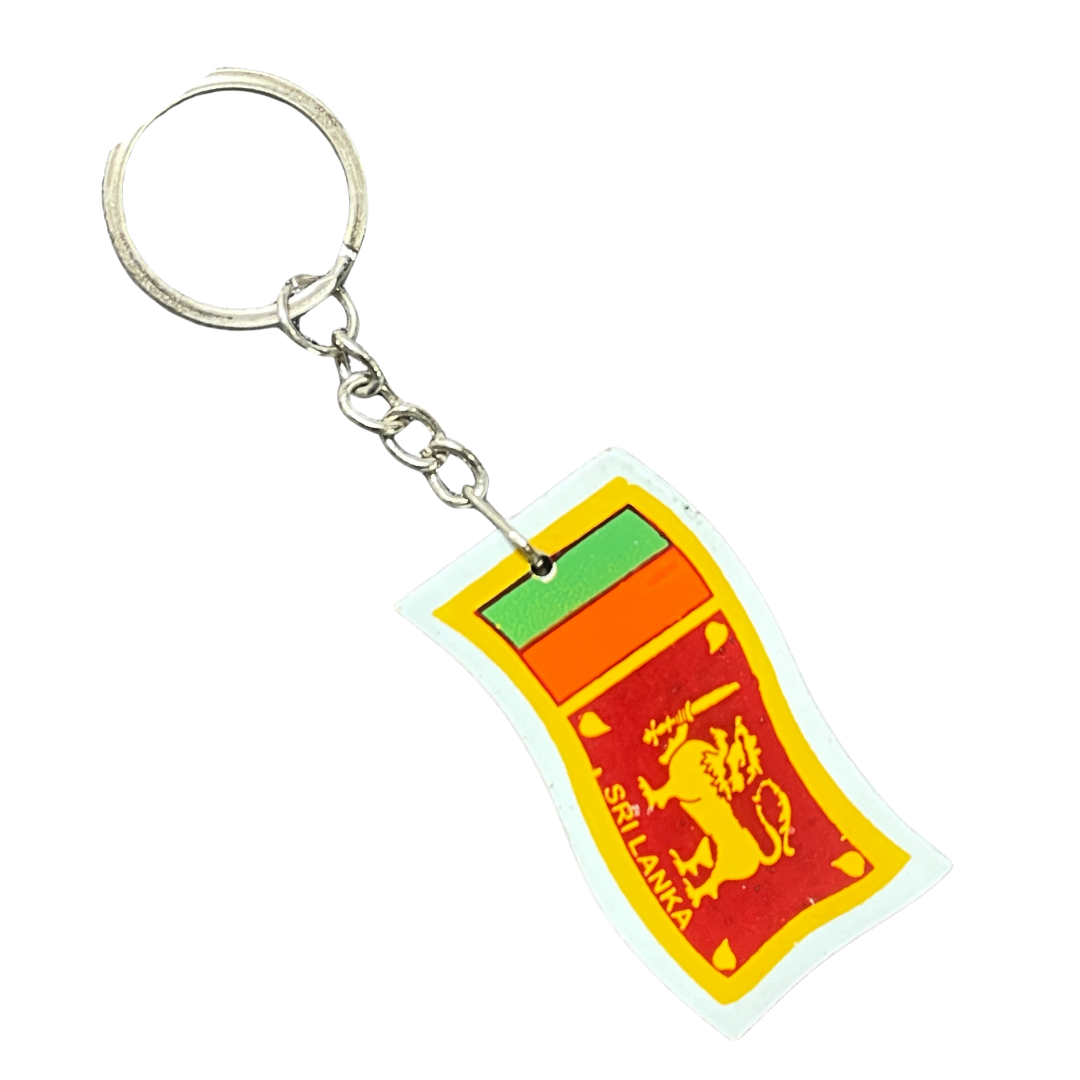 Handmade Wooden Key Chain β Sri Lankan Flag (Both Sides)