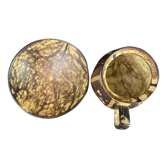 Handmade Coconut Shell Tea Cup and Plate Set – Eco Friendly Sri Lankan Souvenir