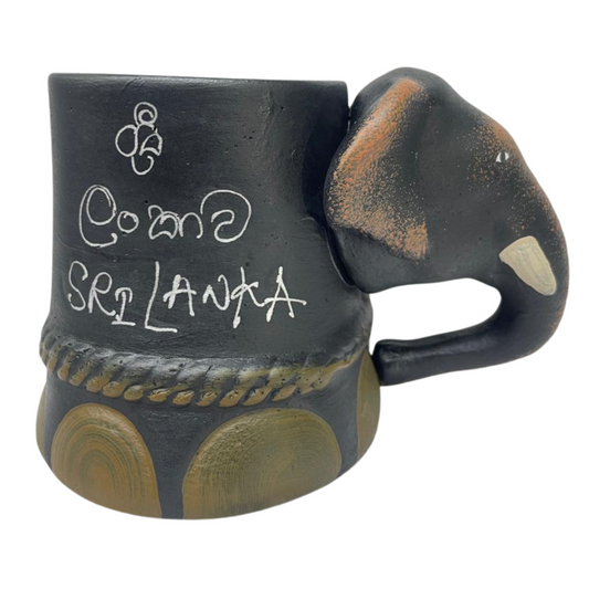 Handmade & Hand-Painted Elephant Foot Clay Tea Cup – Jungle Elephant Head Handle