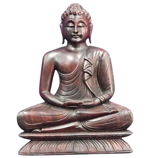 🪵 Hand-Carved Mahogany Wood Buddha Statue – Sri Lankan Artisan Craftsmanship 🇱🇰