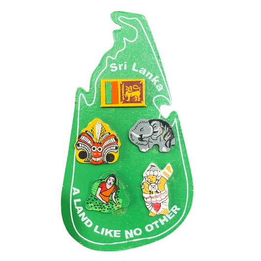 Handmade Wooden Sri Lanka Map Fridge Magnet – “A Land Like No Other” Souvenir(Available in Vibrant Colors)