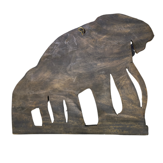 Hand-Carved Mahogany Wooden Elephant Plaque – Authentic Sri Lankan Wall Art & Souvenir