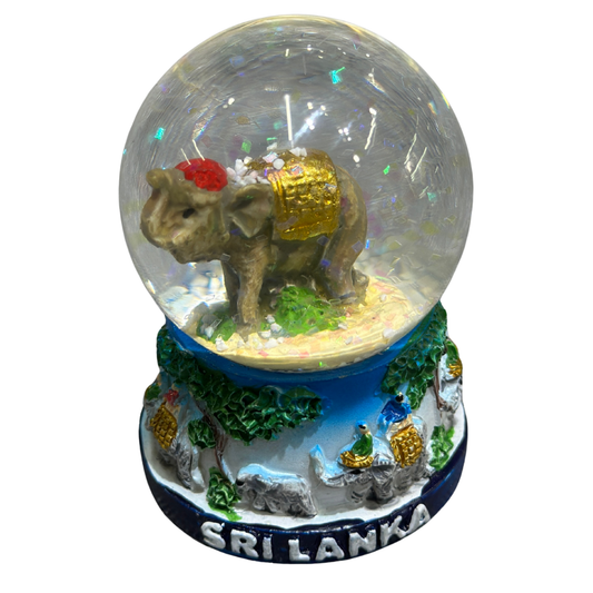 Sri Lanka Elephant Snow Globe – Handcrafted Glitter Water Globe Souvenir