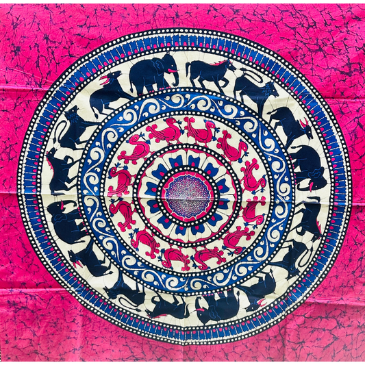 Traditional Sri Lankan Sandakada Pahana Moonstone Batik Wall Hanging | Reversible Circular Mandala Tapestry (92cm × 88.5cm)