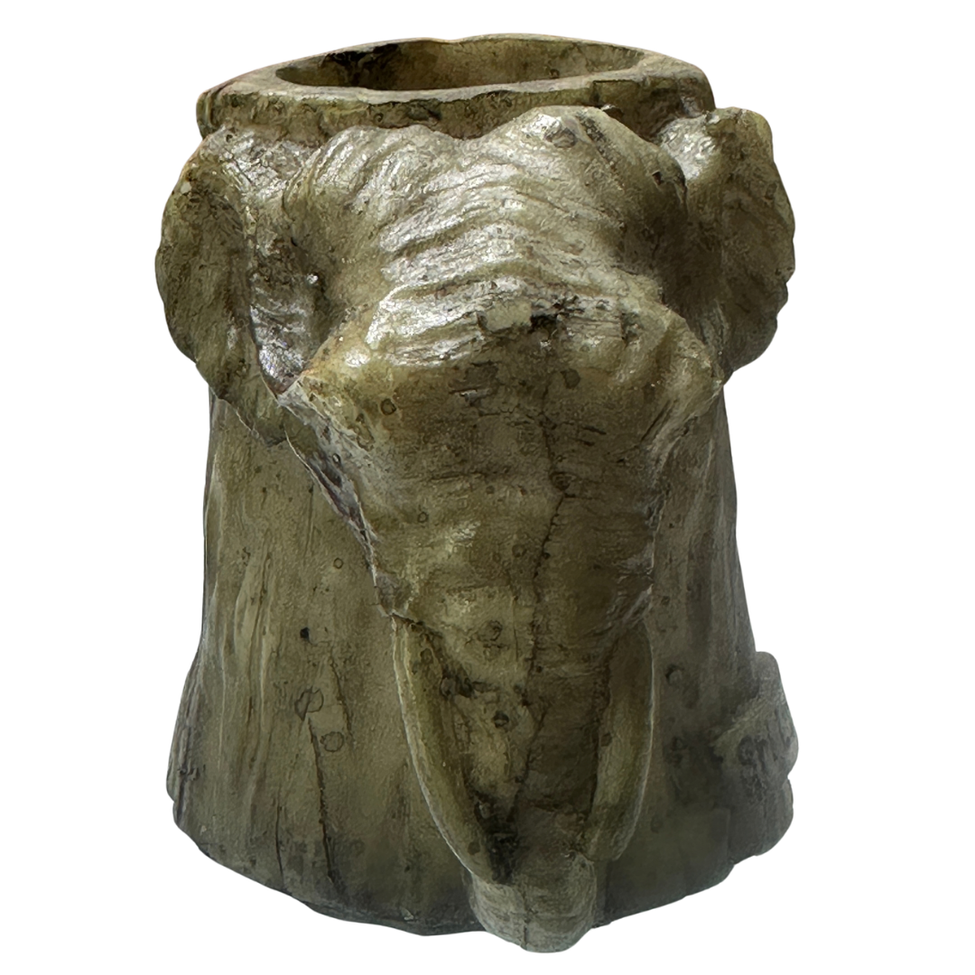 🐘 Handcrafted Sri Lankan Elephant Trunk Polystone Pen Holder & Desktop Organizer