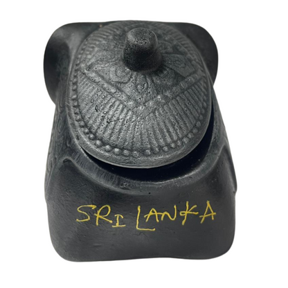 Handmade Elephant-Shaped Clay Tea Container – 3.5" with Lid – Sri Lanka