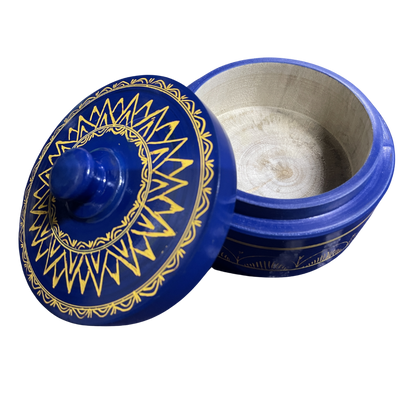 Traditional Sri Lankan Handmade Lacquer (Laksha) Wooden Box – Authentic Artisan Craft | 5" Dia × 3.5" Height