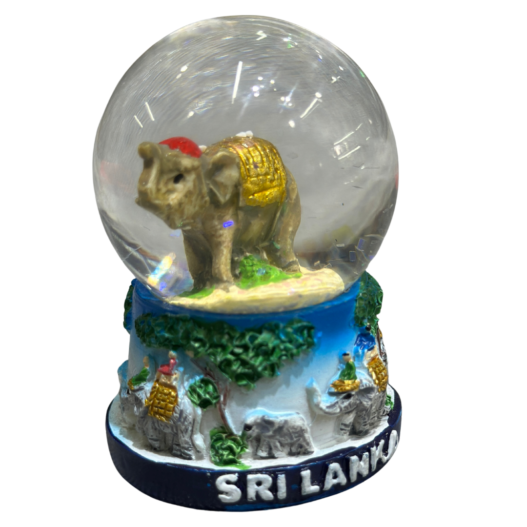 Sri Lanka Elephant Snow Globe – Handcrafted Glitter Water Globe Souvenir