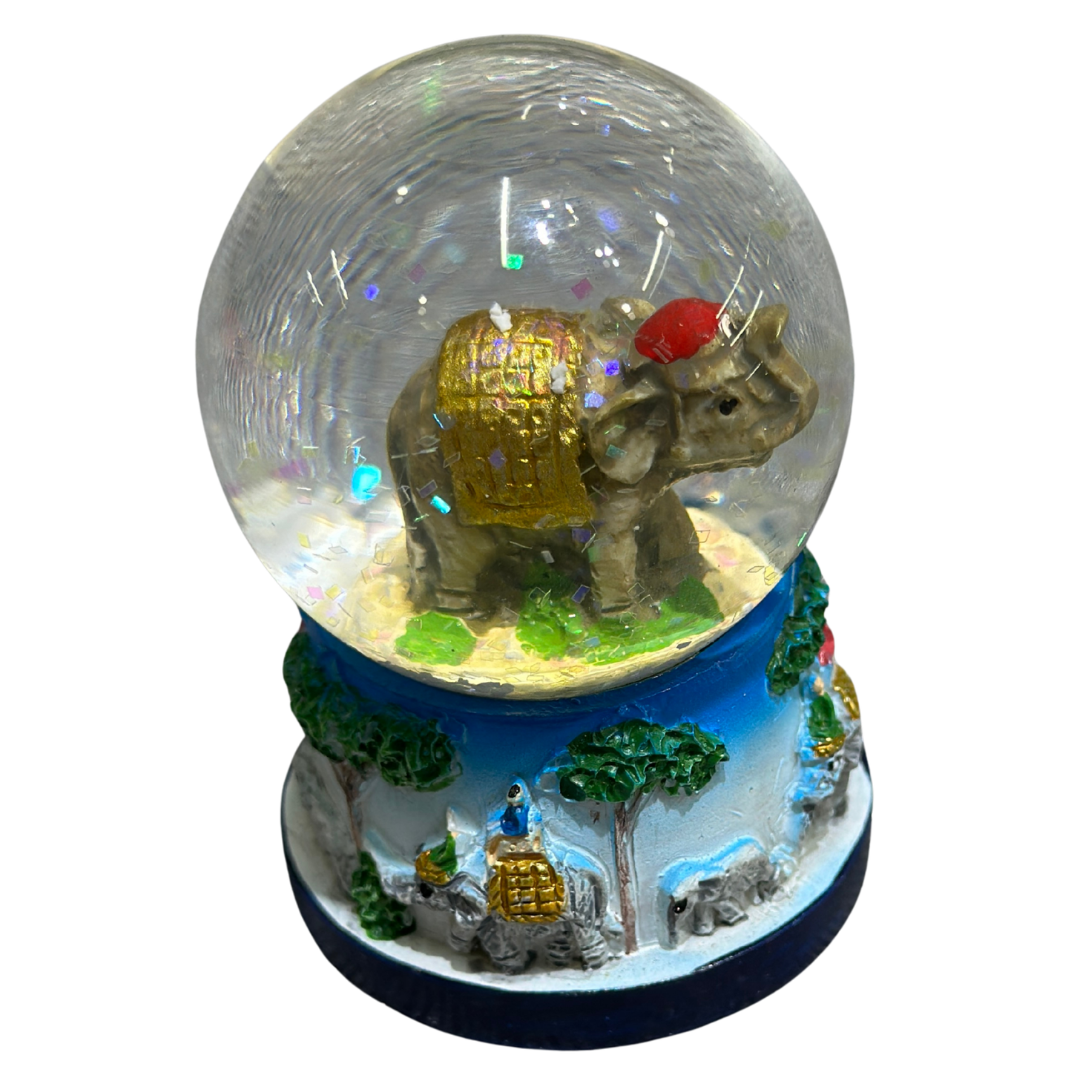 Sri Lanka Elephant Snow Globe – Handcrafted Glitter Water Globe Souvenir