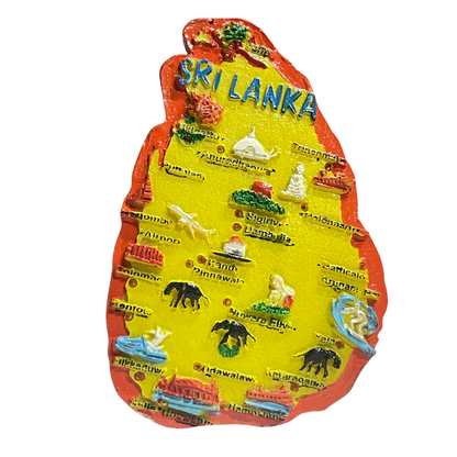 Sri Lanka Map 3D Fridge Magnet – Handmade Plaster of Paris Souvenir (3"x2") - Available in vibrant colours