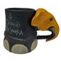 Handmade & Hand-Painted Elephant Foot Clay Mug – Yellow Dress with Elephant Head Handle