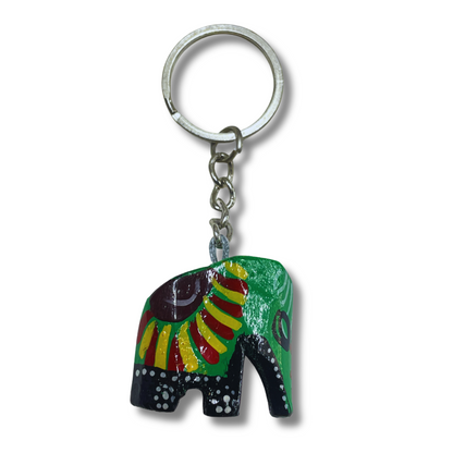 Hand-Painted Wooden Elephant Keychain – Sri Lanka Souvenir (Available in Vibrant Colors)