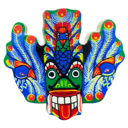 Sri Lankan Mayura Raksha Peacock Demon Mask Fridge Magnet – Polyresin, Traditional Souvenir