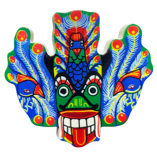 Sri Lankan Mayura Raksha Peacock Demon Mask Fridge Magnet – Polyresin, Traditional Souvenir