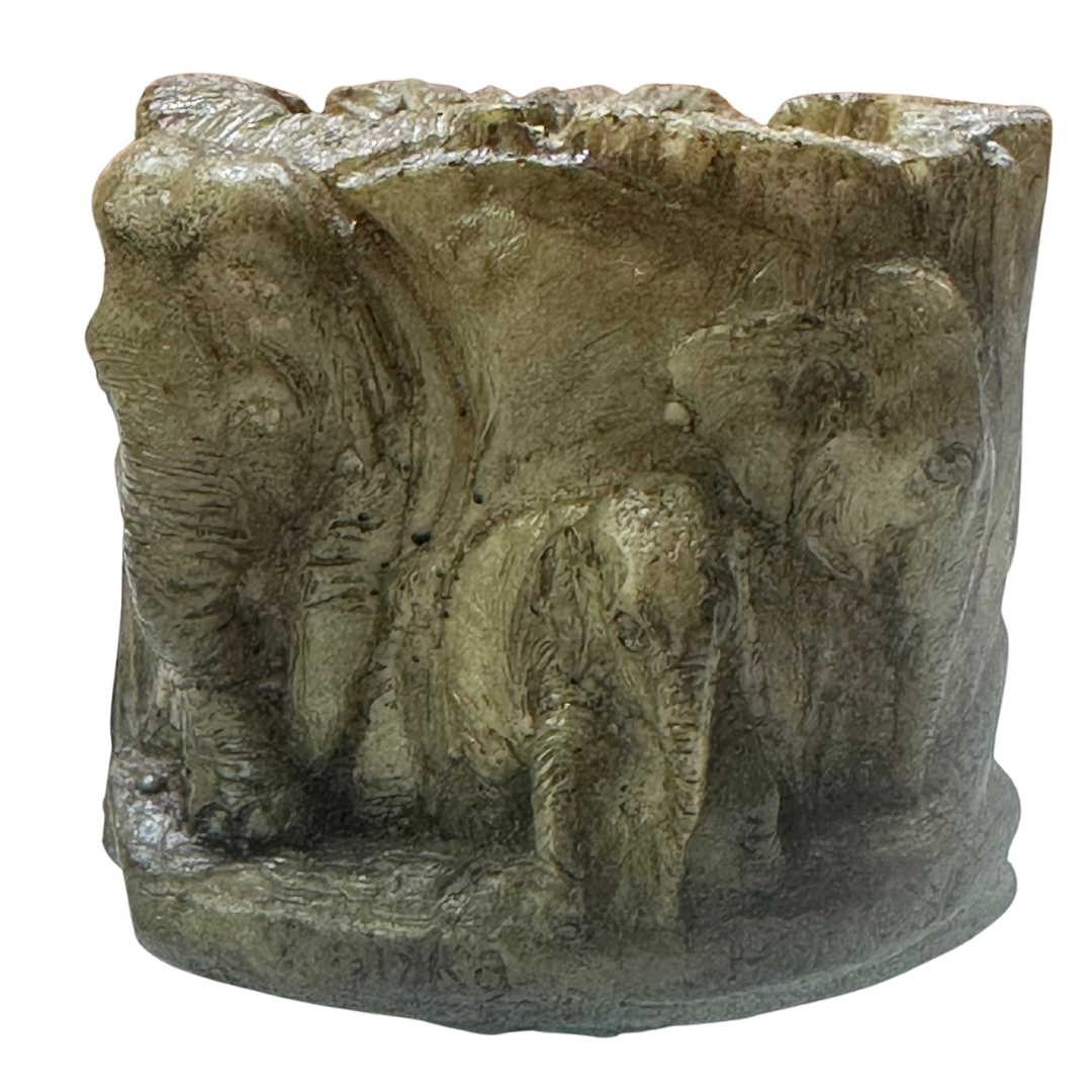 🐘 Handmade Sri Lankan Elephant Polystone Pen Holder – Multi-Purpose Desk Organizer