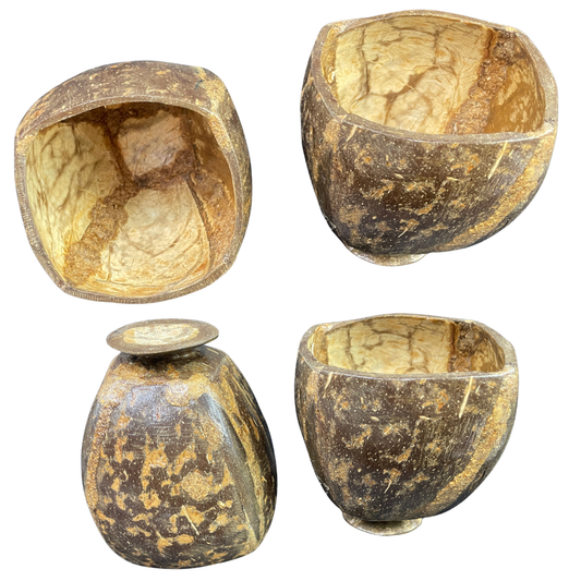 Handmade Coconut Shell Cup with handle and stand – eco friendly sri lankan souvenir