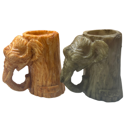 🐘 Handcrafted Sri Lankan Elephant Trunk Polystone Pen Holder & Desktop Organizer