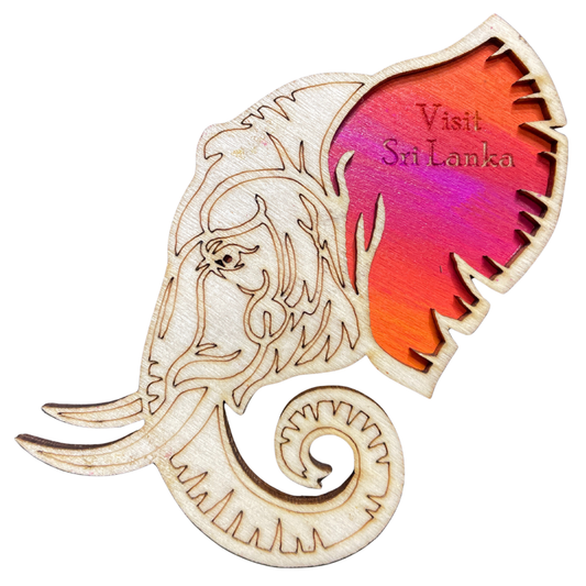 Handcrafted Laser-Cut Wooden Elephant Fridge Magnet – Sri Lankan Souvenir