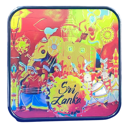 🎭🐘 Sri Lankan Plastic Coaster Set – 6pcs Cultural Table Decor | Sanni Mask & Perahera Theme Designs