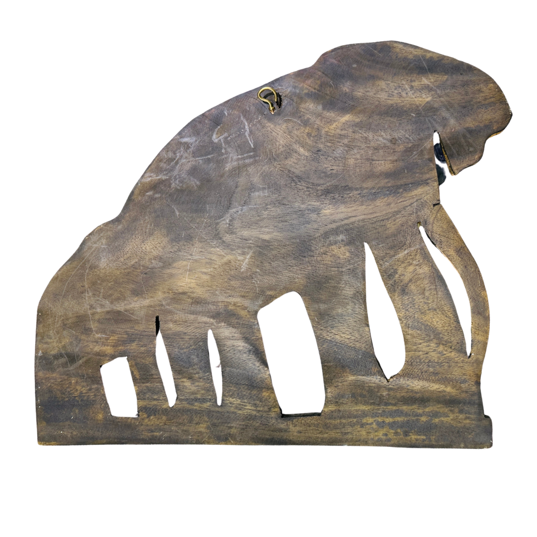 Hand-Carved Mahogany Wooden Elephant Plaque – Authentic Sri Lankan Wall Art & Souvenir