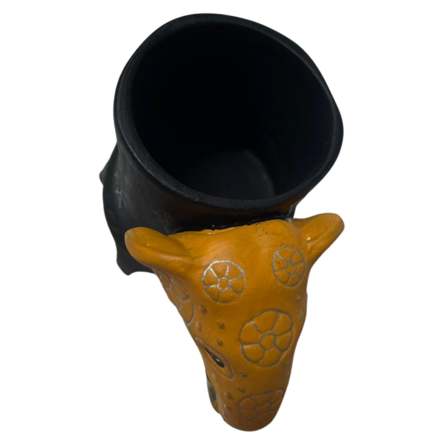 Handmade & Hand-Painted Elephant Foot Clay Mug – Yellow Dress with Elephant Head Handle