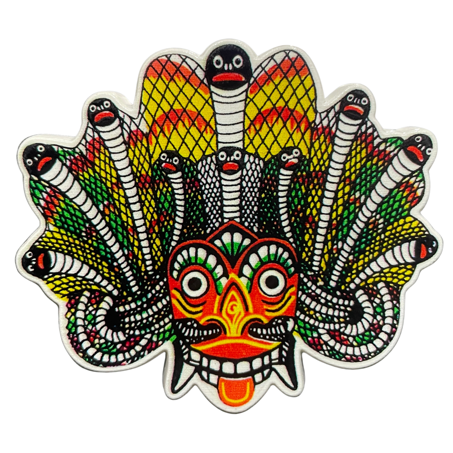 Sri Lankan Naga Raksha Cobra Demon Mask Fridge Magnet – Polyresin, Traditional Souvenir