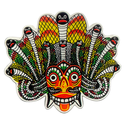 Sri Lankan Naga Raksha Cobra Demon Mask Fridge Magnet – Polyresin, Traditional Souvenir