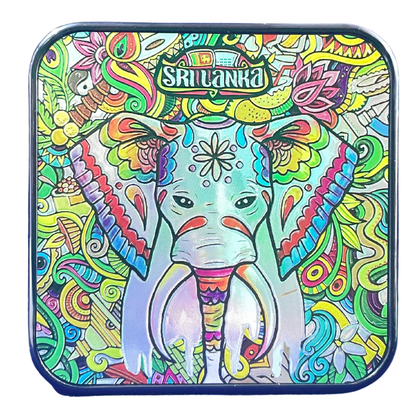 🎭🐘 Sri Lankan Plastic Coaster Set – 6pcs Cultural Table Decor | Sanni Mask & Perahera Theme Designs