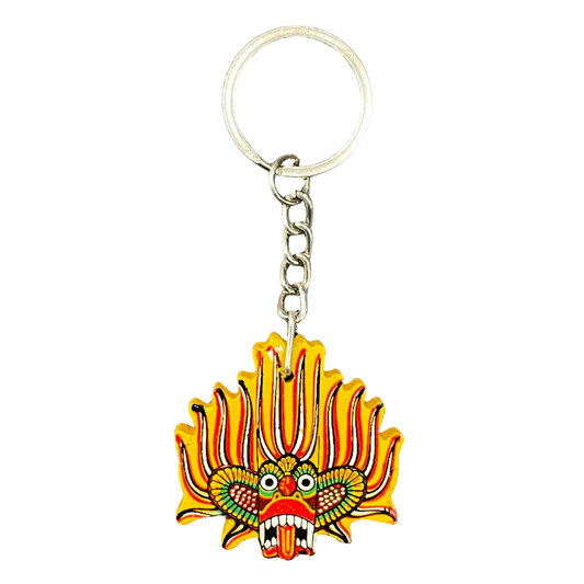 Sri Lankan Traditional Gini Raksha (Fire Demon) Wooden Keychain