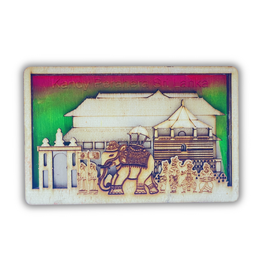 Kandy Esala Perahera 3D Wood Magnet – Handmade Sri Lanka Souvenir