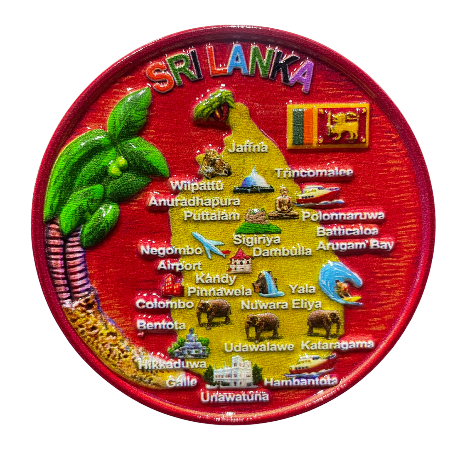 Sri Lanka Map 3D Fridge Magnet – Polyresin Souvenir, Iconic Landmarks (Available in Vibrant Colours)