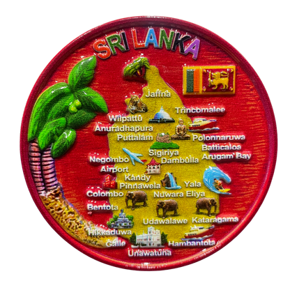 Sri Lanka Map 3D Fridge Magnet – Polyresin Souvenir, Iconic Landmarks (Available in Vibrant Colours)