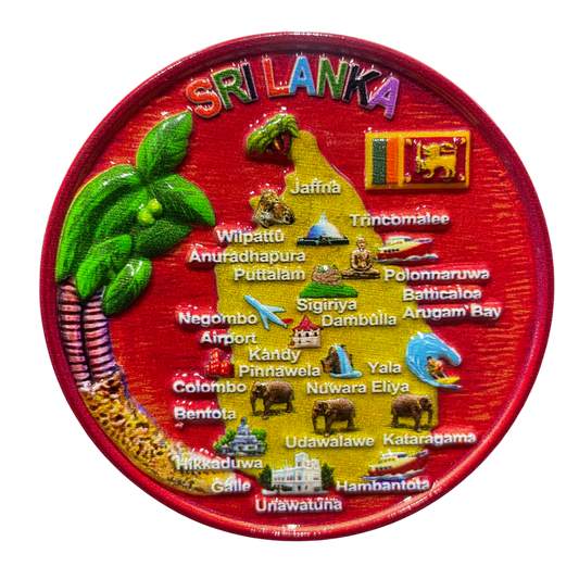 Sri Lanka Map 3D Fridge Magnet – Polyresin Souvenir, Iconic Landmarks (Available in Vibrant Colours)