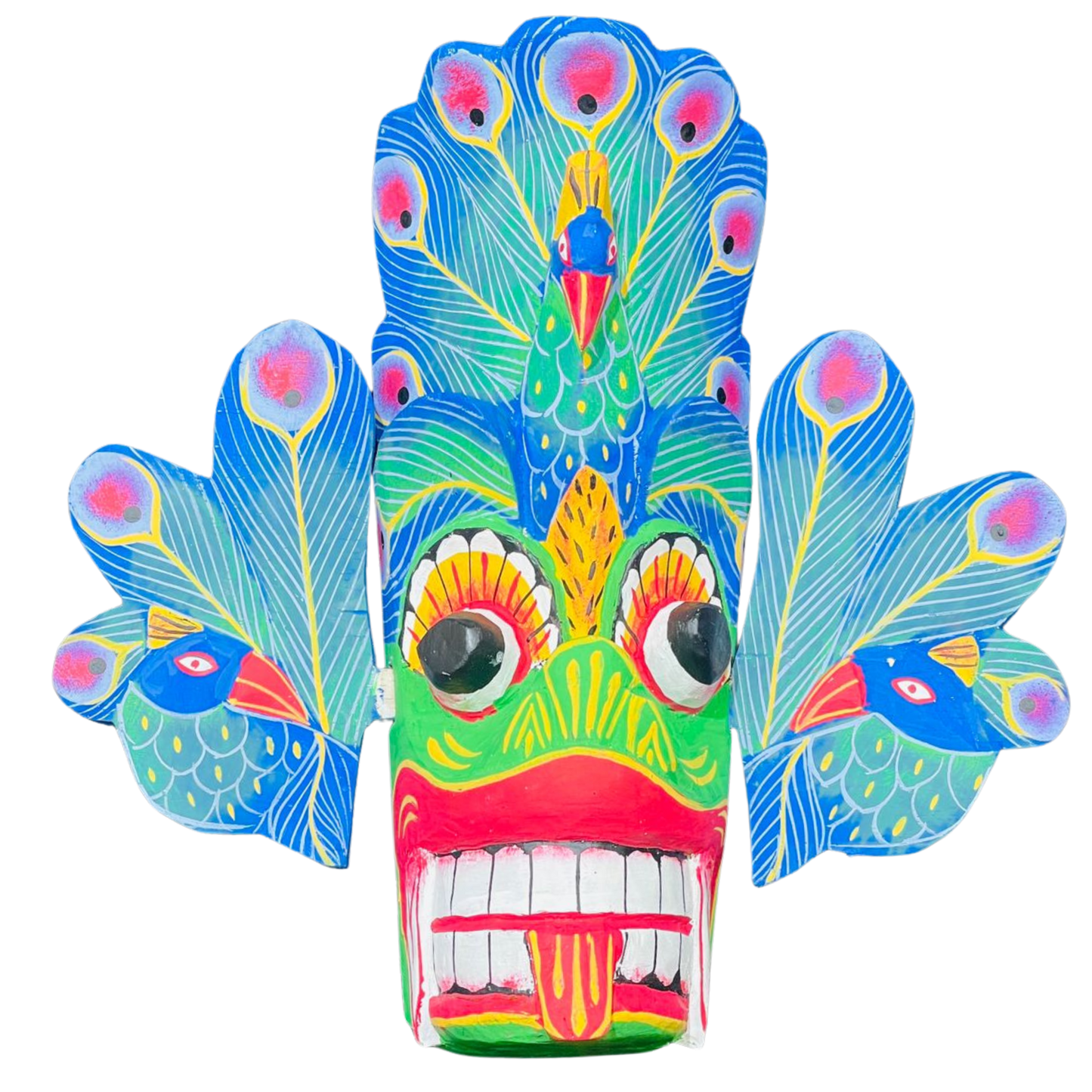 Raksha Masks – Mayura Raksha (Peacock Demon Mask) – Symbol of Beauty, Prosperity & Charm 🦚