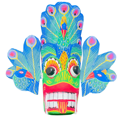 Raksha Masks – Mayura Raksha (Peacock Demon Mask) – Symbol of Beauty, Prosperity & Charm 🦚