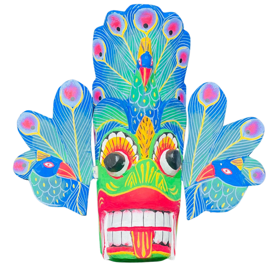 Raksha Masks – Mayura Raksha (Peacock Demon Mask) – Symbol of Beauty, Prosperity & Charm 🦚
