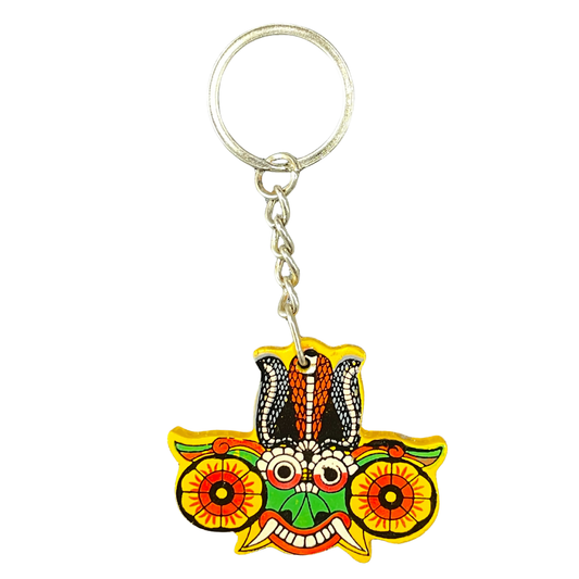 Sri Lankan Traditional Gara Raksha (Guardian Demon) Wooden Keychain