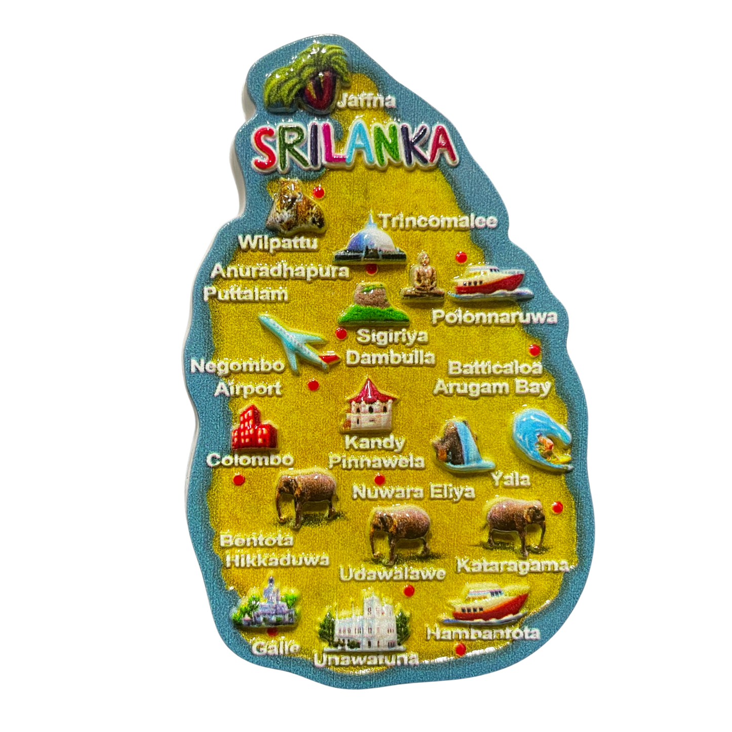 Sri Lanka-Shaped 3D Map Fridge Magnet – Polyresin Travel Souvenir (Available in Vibrant Colours)