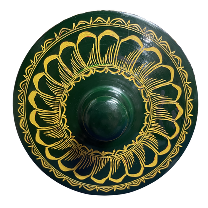 Traditional Sri Lankan Handmade Lacquer (Laksha) Wooden Box – Authentic Artisan Craft | 5" Dia × 3.5" Height