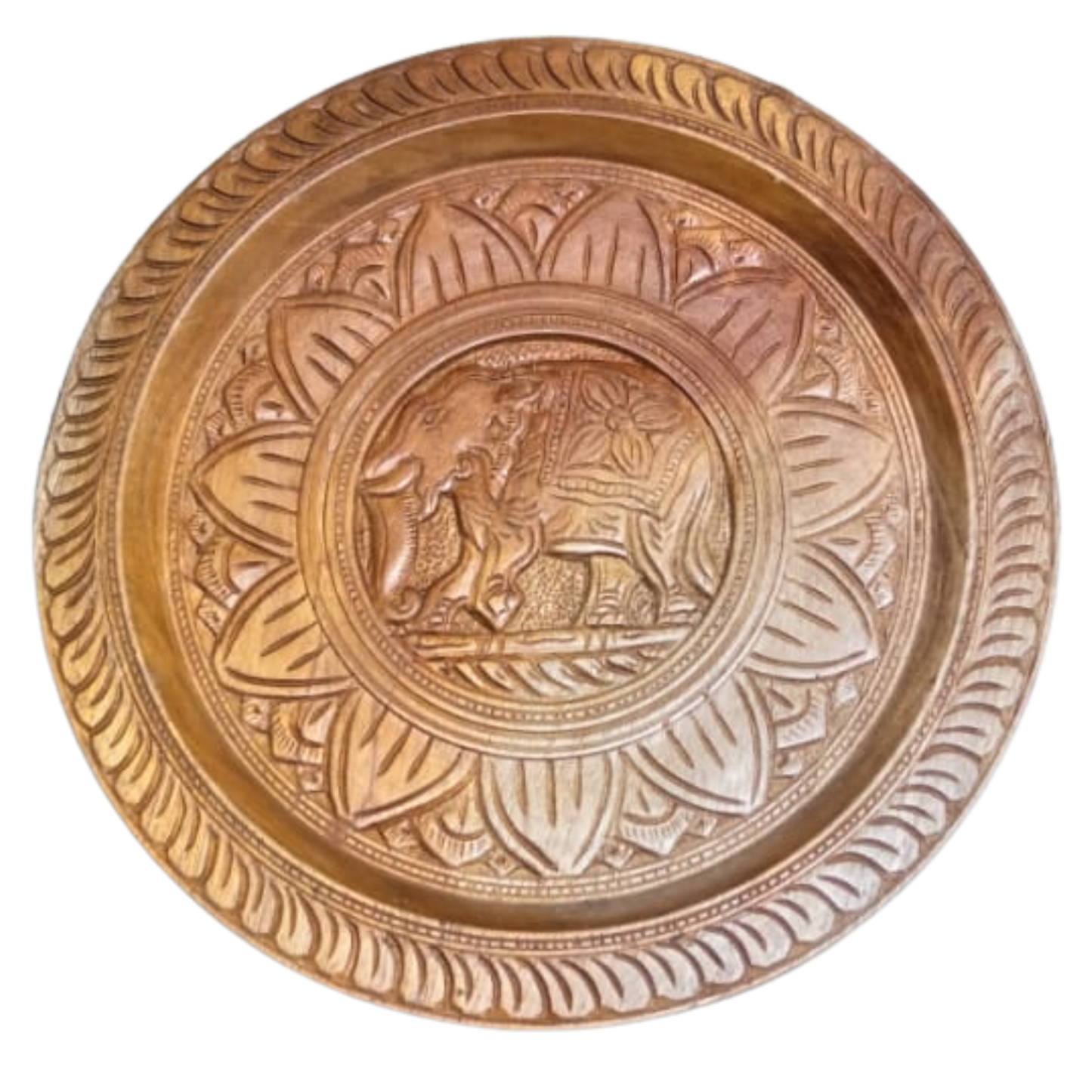 15" Handcrafted Mahogany Wooden Elephant Wall Hanging – Authentic Sri Lankan Art & Décor