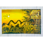 Handmade Sri Lankan Batik Wall Art – Sunset Elephant Village Landscape | 45 × 69 cm