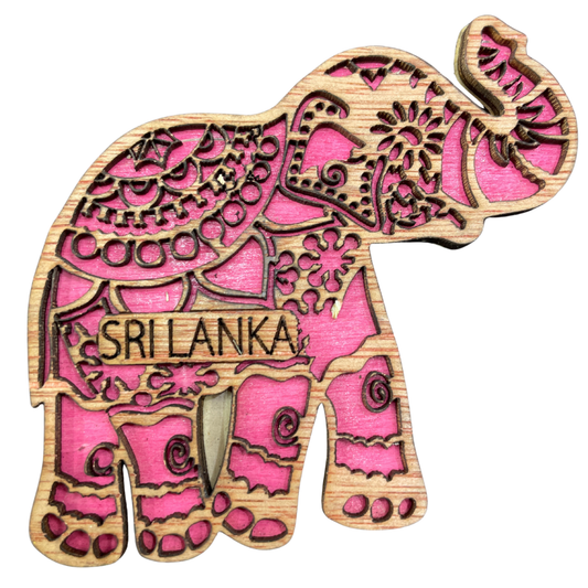 Handcrafted Laser-Cut Wooden Elephant Fridge Magnet – Sri Lankan Souvenir