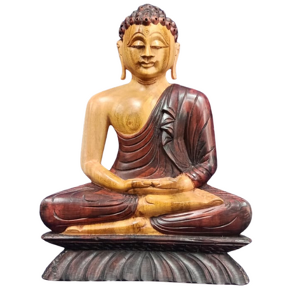 🪵 Hand-Carved Mahogany Wood Buddha Statue – Sri Lankan Artisan Craftsmanship 🇱🇰