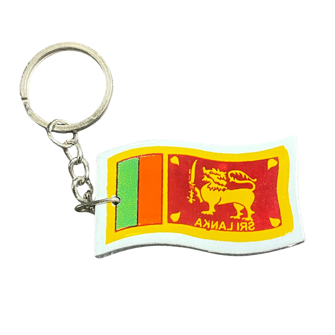 Handmade Wooden Key Chain – Sri Lankan Flag (Both Sides)
