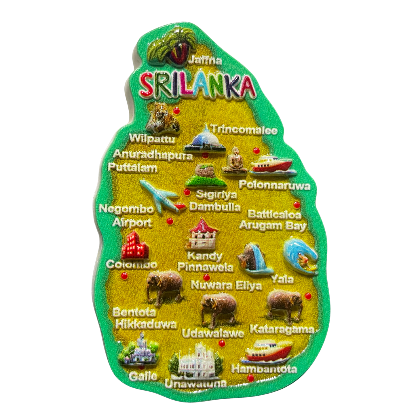 Sri Lanka-Shaped 3D Map Fridge Magnet – Polyresin Travel Souvenir (Available in Vibrant Colours)